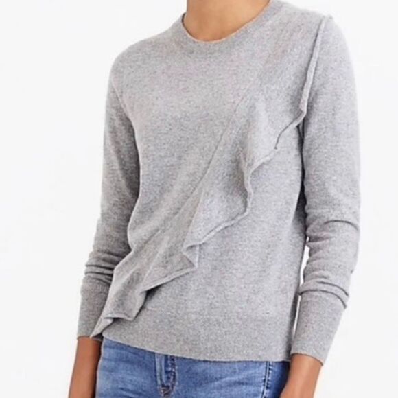 J. Crew ruffle front crew neck sweater M - Picture 2 of 7